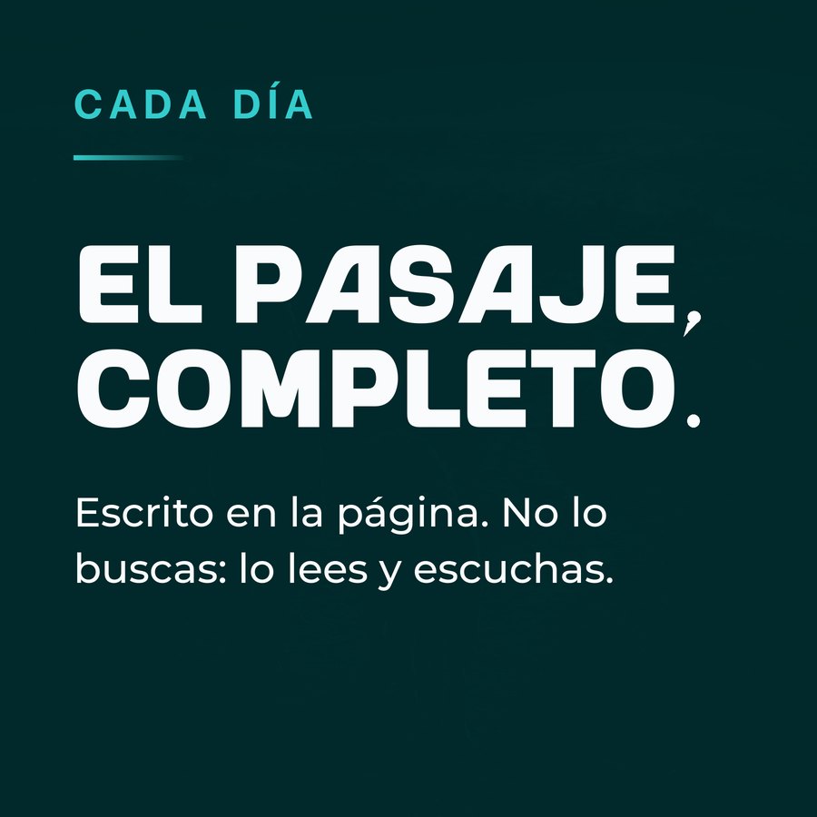 Cada día: el pasaje, completo. Escrito en la página.